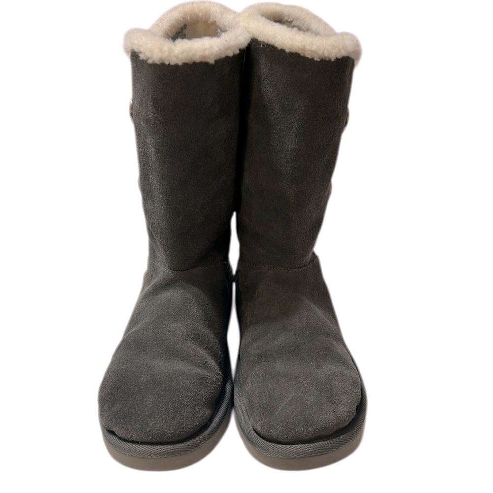 Koolaburra by UGG Tall Gray Suede Shearling Plaid fleece Lining Boots Women 7 - Picture 5 of 12